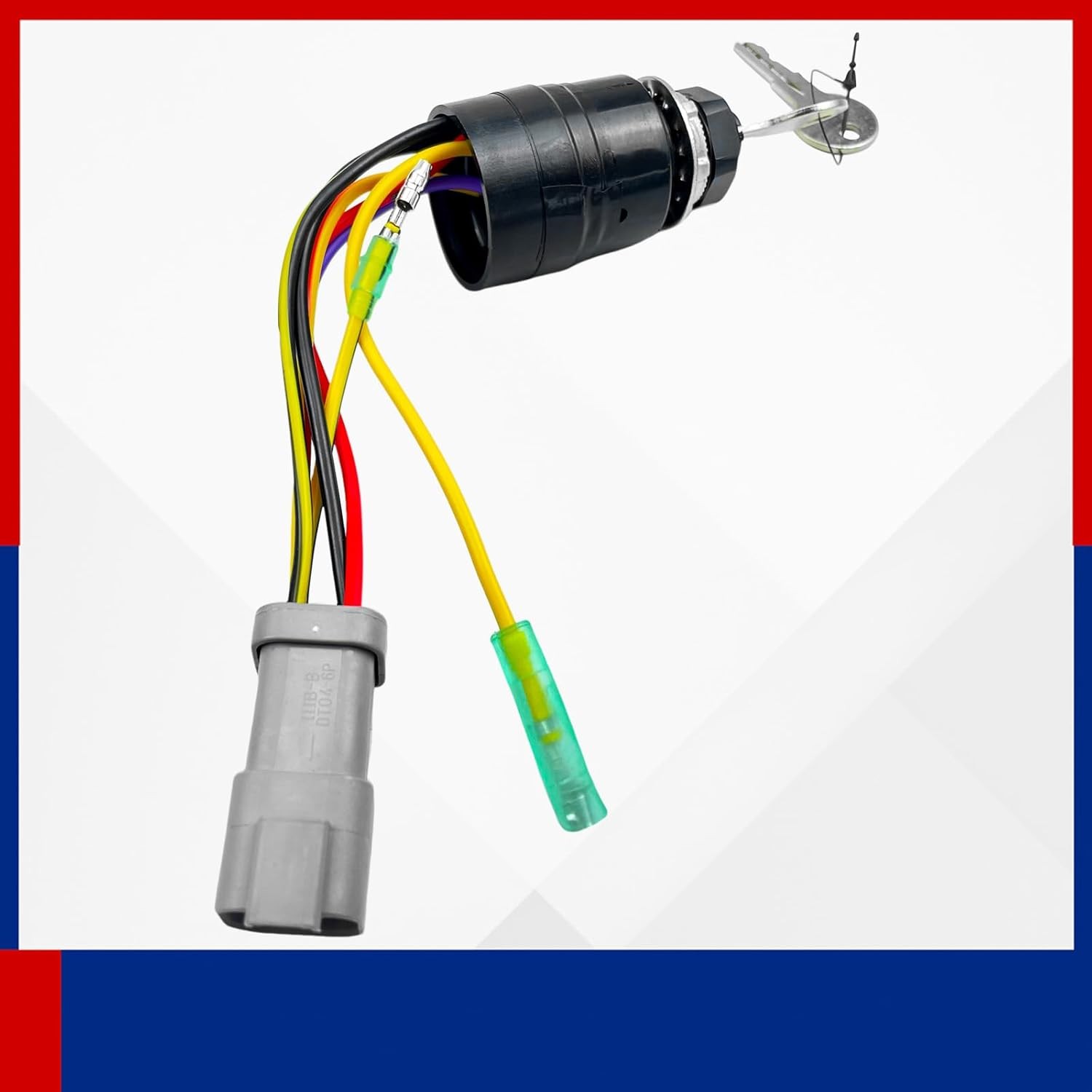 129572 Ignition Switch with Key for Tracker Boats 3 Position 6 Wire Connectors