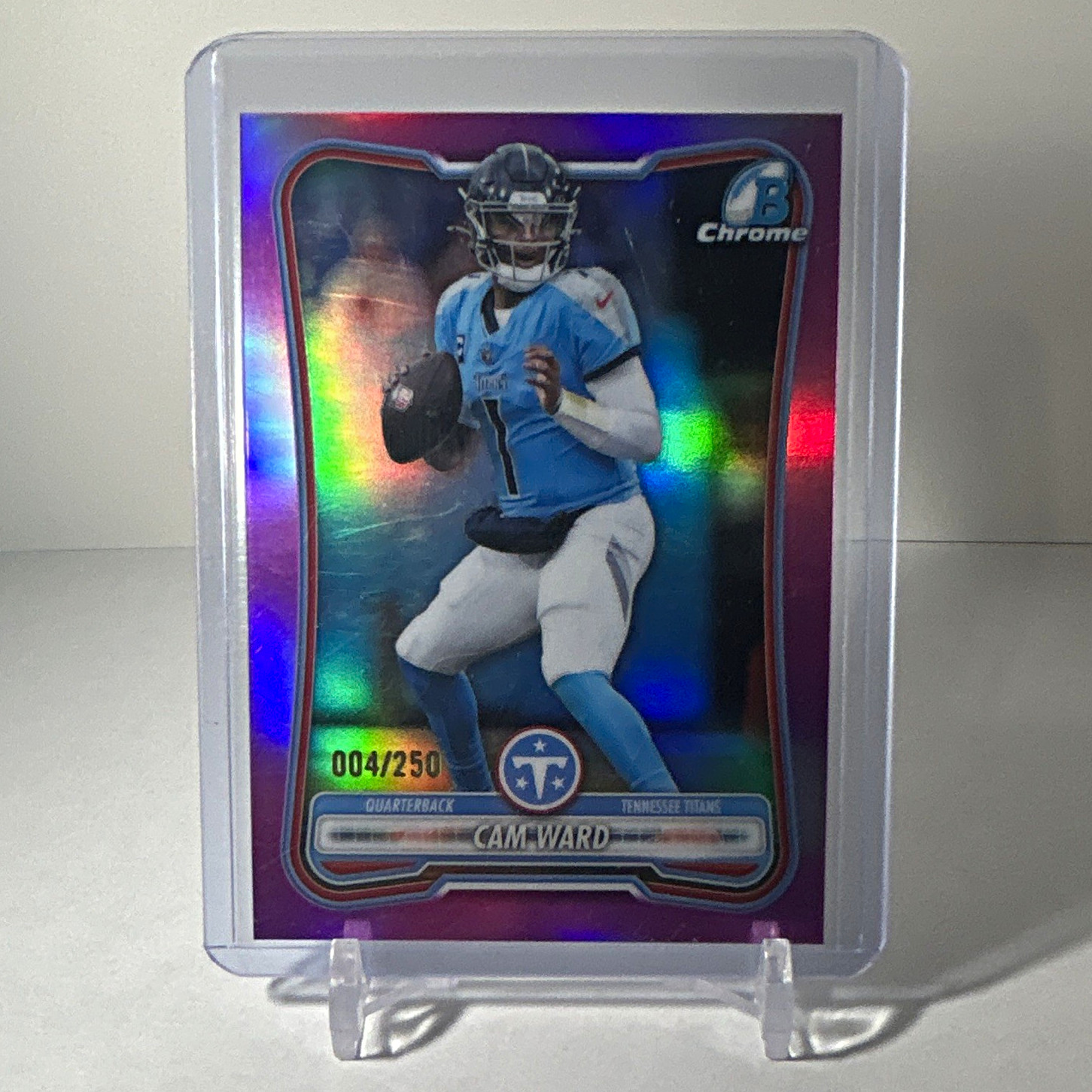 Topps 2026 Bowman Chrome Cam Ward BCV-95 Tennessee Titans #004/250