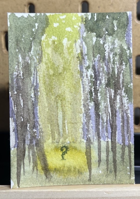 ACEO Original Art Card Watercolor Painting Plant Forest Magic annesartdesigns