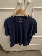George At Asda 3XL Grandad Collar Navy Blue T-Shirt