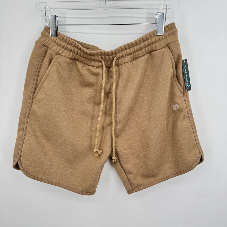 Diamond Supply Co. shorts men's M heavyweight sweat fleece zip pocket tan NEW - Image 2 of 4