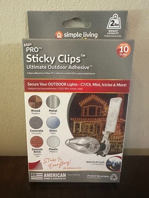 Box of 10x Simple Living Max Pro Anywhere Sticky Cord Light Clips Item # 734010