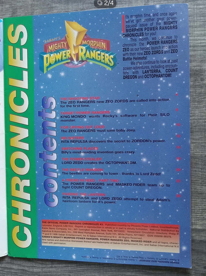 Vintage POWER RANGERS- Chronicles Magazine Issue 3 Masked Rider 1996 - Image 2 of 4