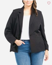 $38 A NEW DAY by TARGET BLACK SINGLE BUTTON RAYON POLYESTER CAREER BLAZER JACKET