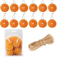 30 Pcs Dried Orange Slices, with 30Pcs Hemp Rope, Christmas Wreath