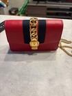 Gucci Sylvie Shoulder Bag Red Leather Web Chain