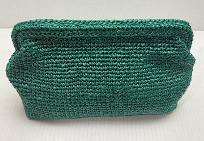 J. Crew Portofino hand-knotted faux-raffia clutch  BP510 NWT RARE Green Color 