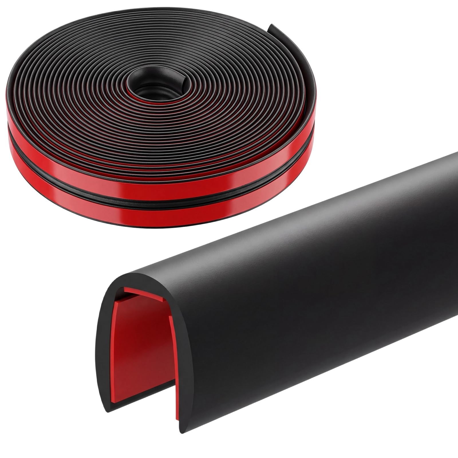 Joyfolk 1/8 Inch Rubber Edge Trim 20ft Self-Adhesive U 20ft，1/8 Inch, Black