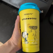New 2025 Starbucks Snoopy Yellow 16oz Cup Stainless Steel Desk Cup 473ml