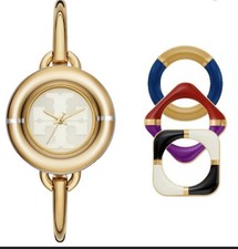 Tory Burch Watch TBW6214SET Gold Cream Dial Bangle Interchangeable Bezel. New