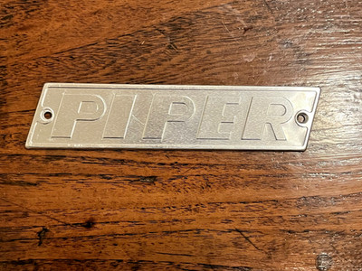 Stamped Aluminum Piper  J3 Cub Cowl Emblem, From Original Stamping Dies, Wow!