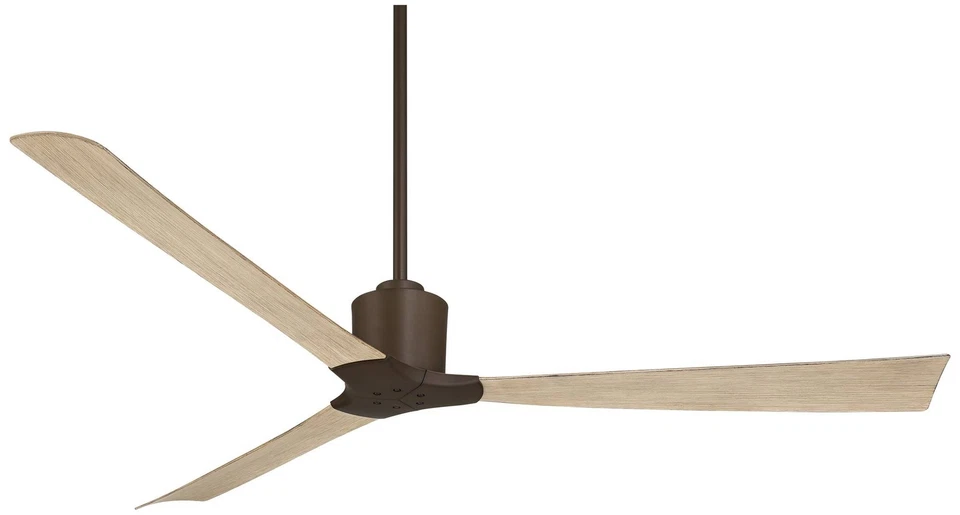 60" Casa Vieja Lume Bronze and White Oak Damp Ceiling Fan with Remote - Image 2 of 4