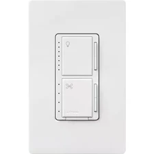 Maestro Fan Control and Light Dimmer with Wallplate for Dimmable LED Bulbs, 75W/
