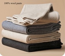 Men's and women's thick wool warm autumn and winter high waisted wool pants