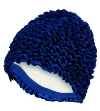 Fashy - Badehaube Badekappe Rüschenbadehaube Rüschen Damen Marine Blau 3448-54