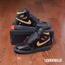 Air Jordan 1 Retro High OG Black Patent Metallic Gold 2020 575441-032 GS Size
