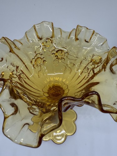 Fenton Miele Oro Cavolo Rosa Piedistallo Vetro Composta Piatto Caramelle Alto 6,5” - Foto 2 di 5
