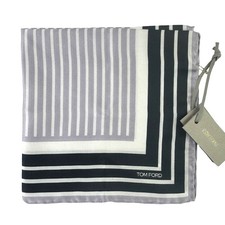 100 new TOM FORD Silk Pocket Square Gray White Black 260693