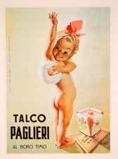 TALCO PAGLIERI Italian Baby Powderby Gino Boccasile poster vintage c1950