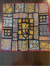 Boho Vintage Indian Pillow Cover 29x30 Embroidered Mirror Work Throw Cushion