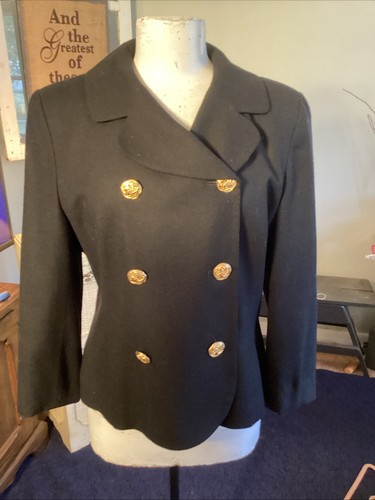 Pendleton 100% Schurwolle Blazer Sakko Gr. 10 schwarz zweireihig Goldknopf - Bild 2 von 11