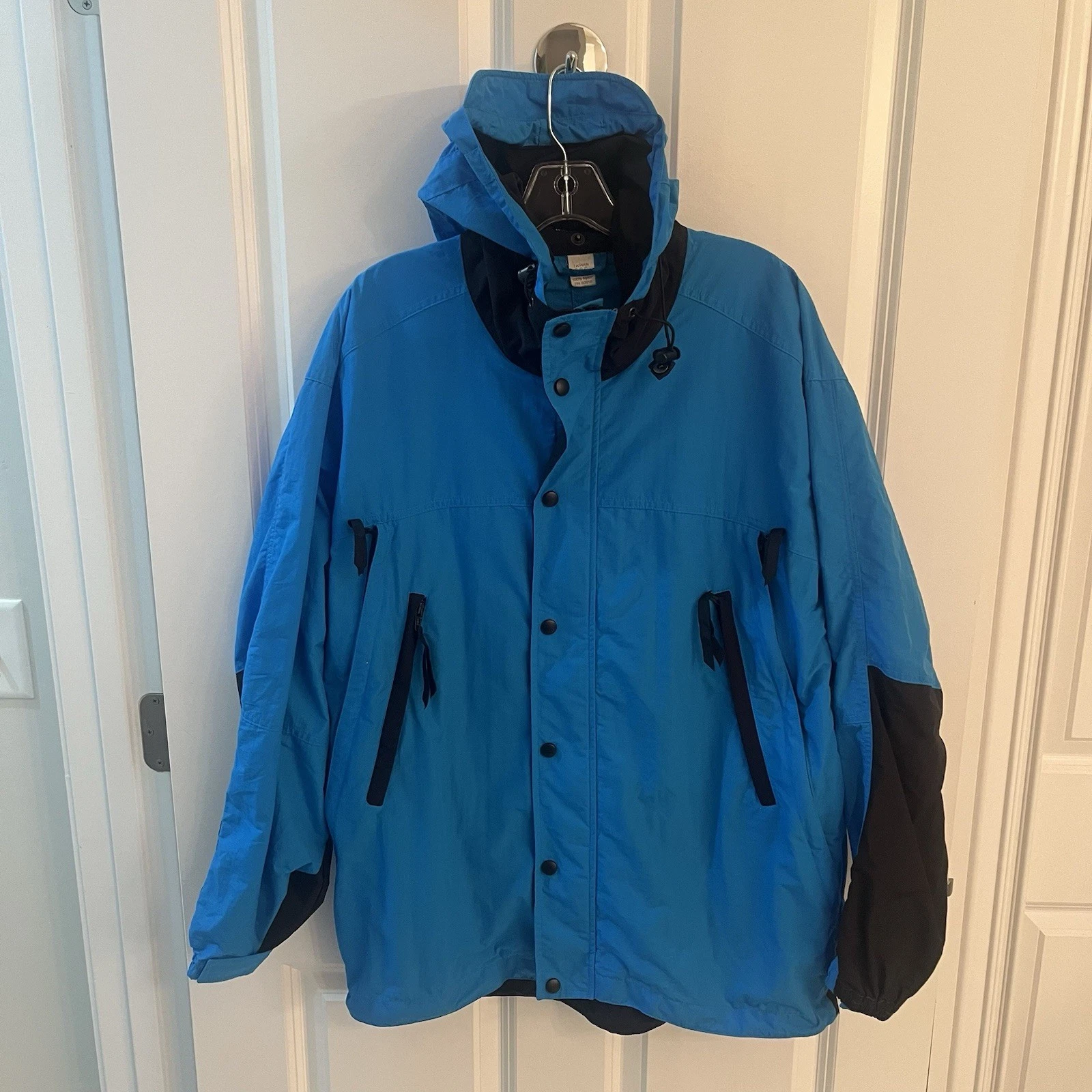 Sierra Designs Snowboard Ski Jacket Shell Men Medium M Blue Hooded Outdoor VTG