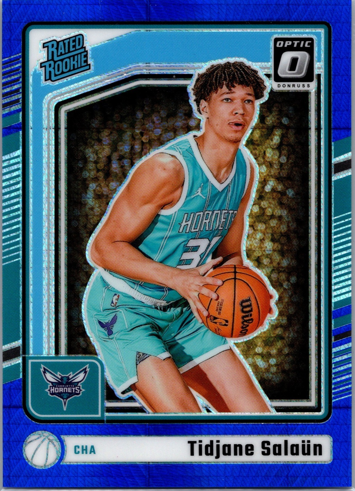 2024-25 Panini Donruss Optic #286 Tidjane Salaun Rated Rookie Blue Hyper /175