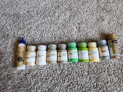 8 Hand Made Modern  2 FL OZ Paints Multiple Color Plus Extras 