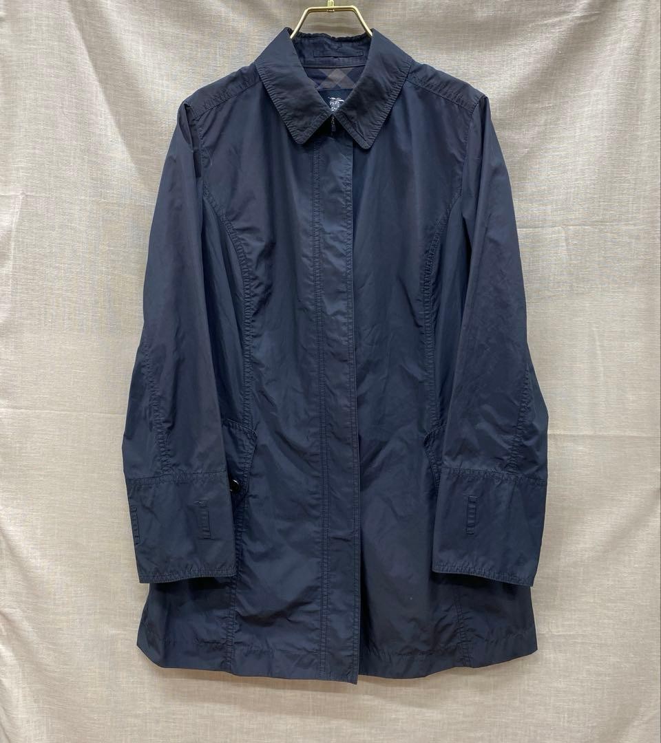 BURBERRY Nylon Jacket Blouson Coat Women Size Nova 44 Navy Plaid