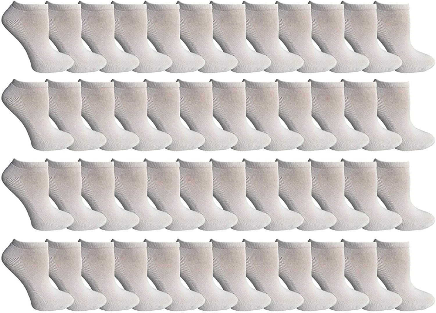 48 Units Women's No-Show Cotton Ankle Socks Size 9-11 White - Womens Ankle Sock