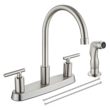 Kitchen Faucets, High Arc 360 Rotating Spout Brushed Nickel with Side Sprayer
