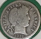 1916-P Barber Dime 90% Silver **Free Shipping**