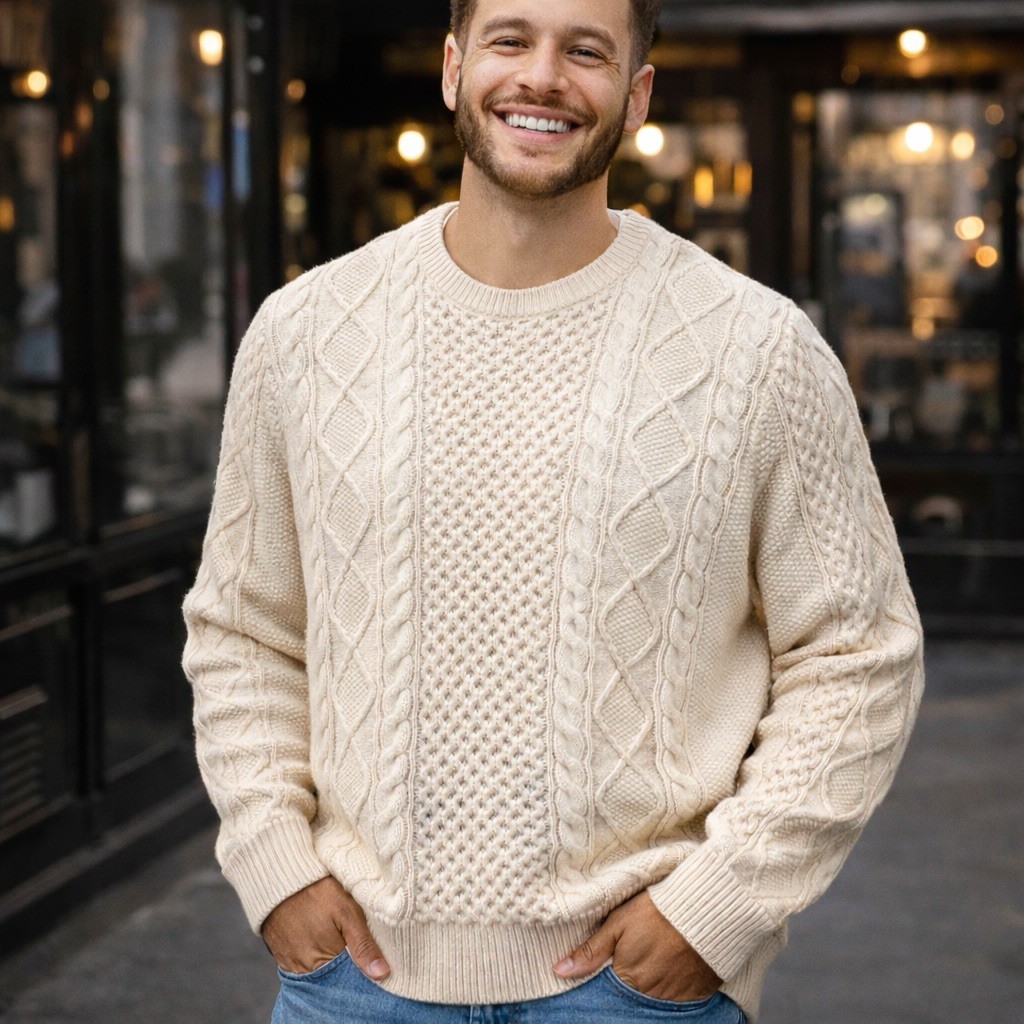 Polo Ralph Lauren 100% Cotton Aran Cable Knit Fisherman Sweater Sz