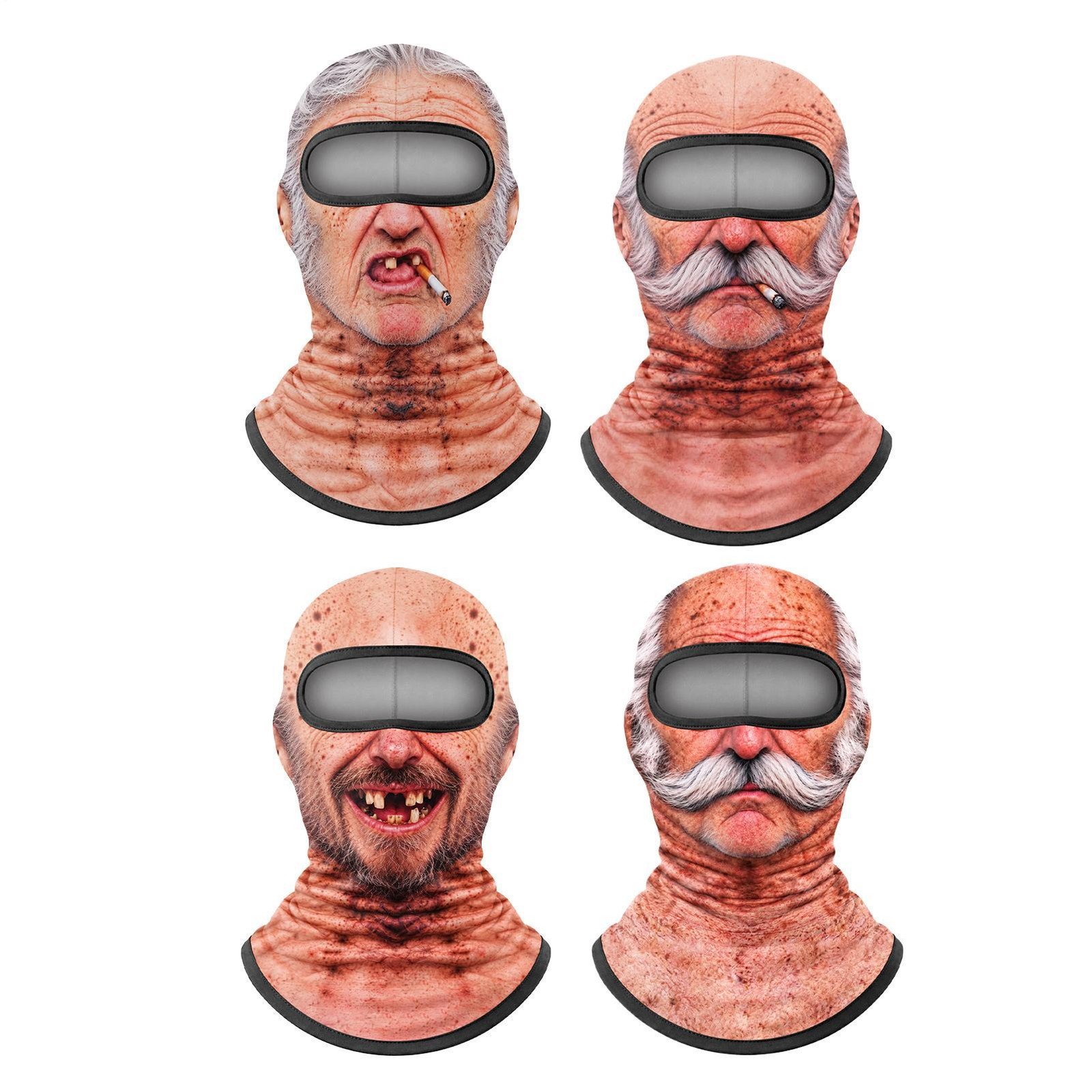 Funny Face Coverings Mask For Men Novelty Old Man Print Ski Balaclava Face Mask