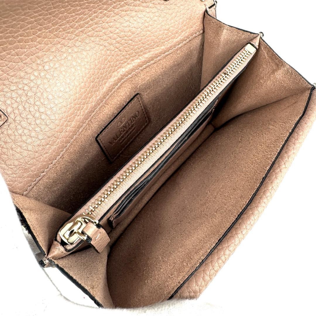 Valentino Garavani Rockstud Pink Leather Wallet on Chain Shoulder Bag, Mini, AB thumbnail 12