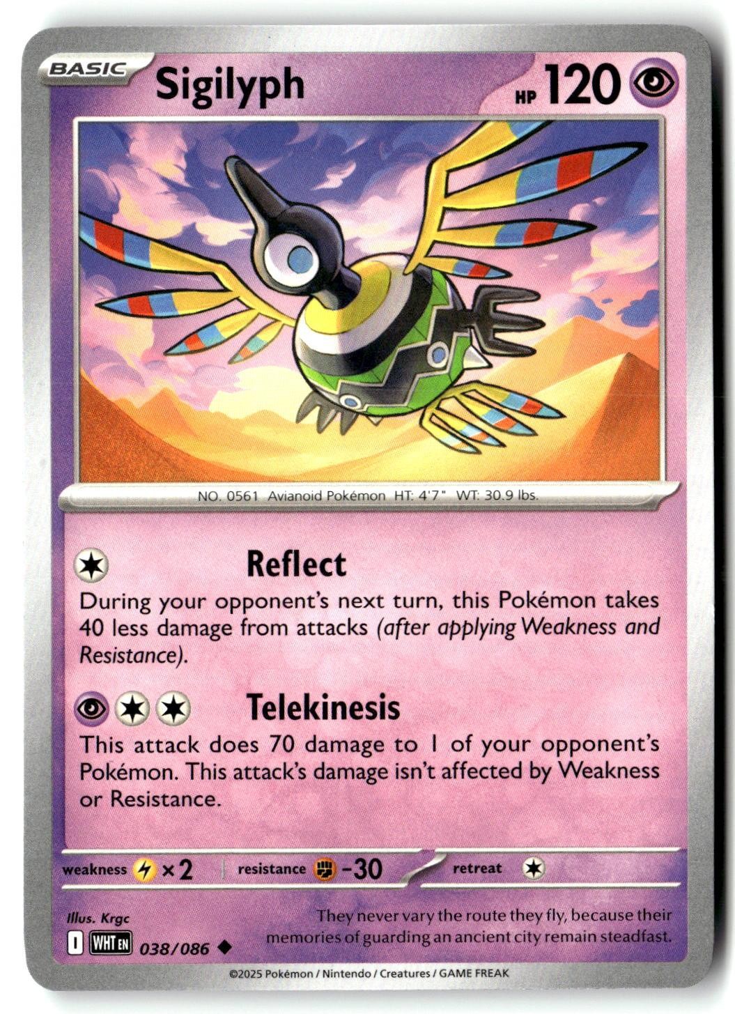 Sigilyph 038/086 Uncommon White Flare Pokemon Lightly Played