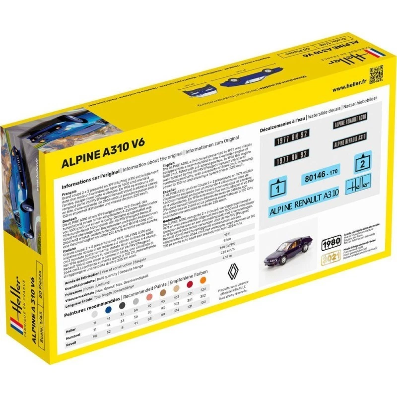 HELLER 56146 maquette starter kit voiture Alpine A310 V6 Echelle 1/43 - Photo 4/4
