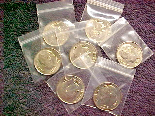 7 - 1995  P ROOSEVELT DIMES UNCIRCULATED LOT