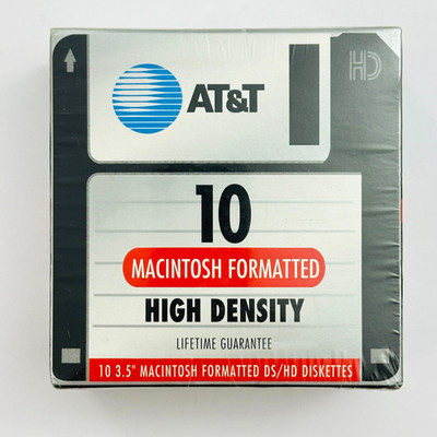 1990s AT&T 10 Mac Formatted 2HD Floppy Disks 3.5'' DS/HD NEW SEALED Death Star