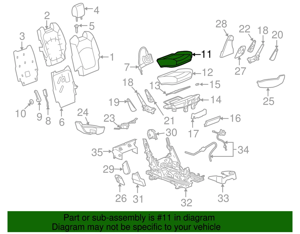 Cojín de asiento trasero derecho OEM GM 25939193 *Ébano Foto 2 de 2