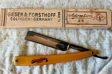 Vtg Geisen & Forsthoff Straight Razor & Box Adoration X Vintage Plastic Handle