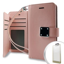 GSA Deluxe Leather Flip Wallet Case for Samsung Galaxy S9 Plus - Rose Gold