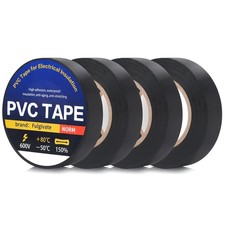 Black Electrical Tape 4 Pack, 0.70in x 72ft, Waterproof High Temperature