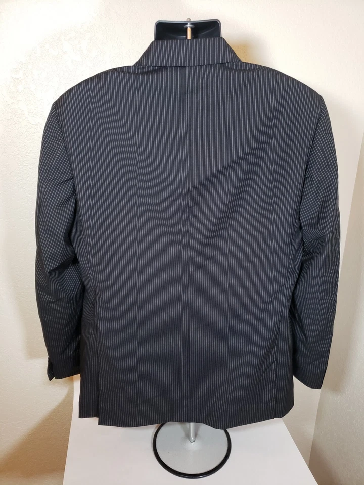 Chaqueta Blazer Domenico Vacca Para Hombre Negra A Rayas 100% Lana Talla 54 Foto 3 de 4