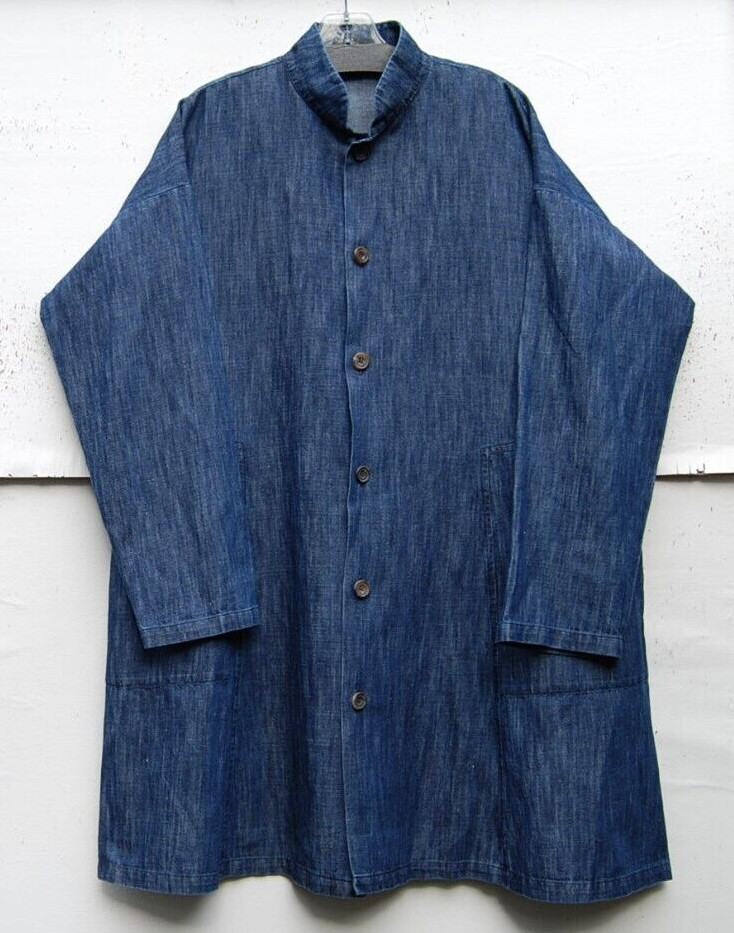 NEW Eskandar DEMIN Size (2) Imperail Collar 38" Long A-line Jacket w/Pockets