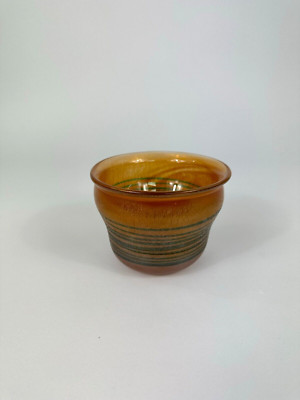 Glas Kunst Vase Schale Helmut W. Hundstorfer 1993 Objekt Studioglas Art Irisiert