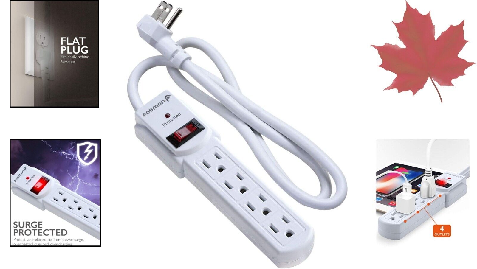 Reliable Surge Protector Power Strip - Expand Wall Outlets - LED On/Off Switch