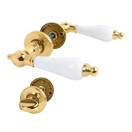 Rosette set polished brass handle white door handle door hardware door handle - Picture 5 of 11