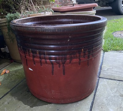 Very Large/Heavy Dark red Outdoors Ceramic Garden Plant Pot Red | eBay