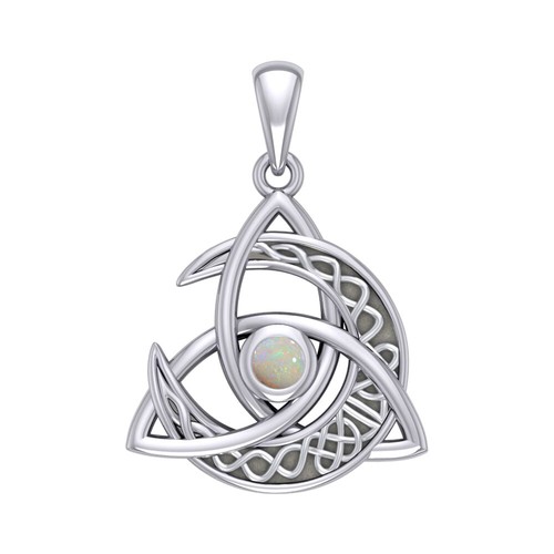 Trinity Celtic Crescent Moon Gemstone 925 Sterling Silver Pendant Fine ...